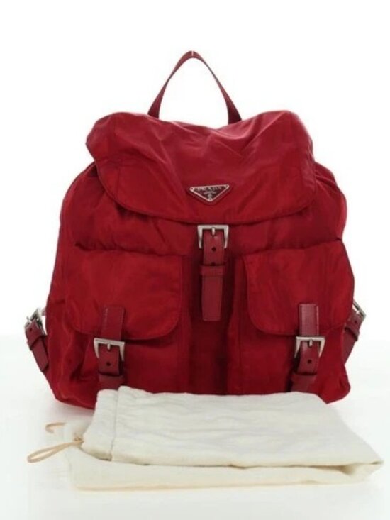 PRADA Backpack Nylon Red Silver Auth mr2001V main image 12